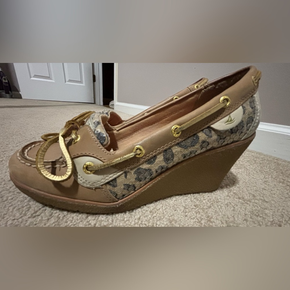 Sperry Leopard Print Wedges - Size 8